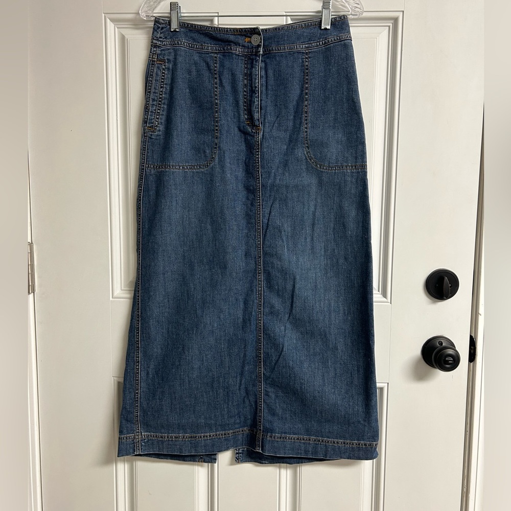 Vintage Chicos Denim Slit Back Long Skirt Size 0